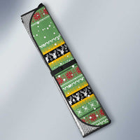 Saint Kitts and Nevis Christmas Auto Sun Shade with Green Red Black Xmas Sailboat and Map - Wonder Print Shop