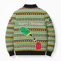 Saint Kitts and Nevis Christmas Bomber Puffer Jacket with Green Red Black Xmas Sailboat and Map - Wonder Print Shop