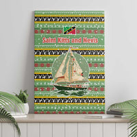 Saint Kitts and Nevis Christmas Canvas Wall Art with Green Red Black Xmas Sailboat and Map - Wonder Print Shop