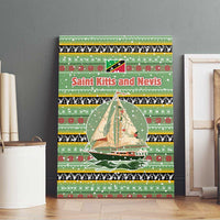 Saint Kitts and Nevis Christmas Canvas Wall Art with Green Red Black Xmas Sailboat and Map - Wonder Print Shop