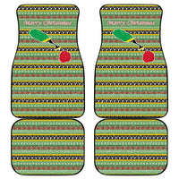 Saint Kitts and Nevis Christmas Car Mats with Green Red Black Xmas Sailboat and Map - Wonder Print Shop