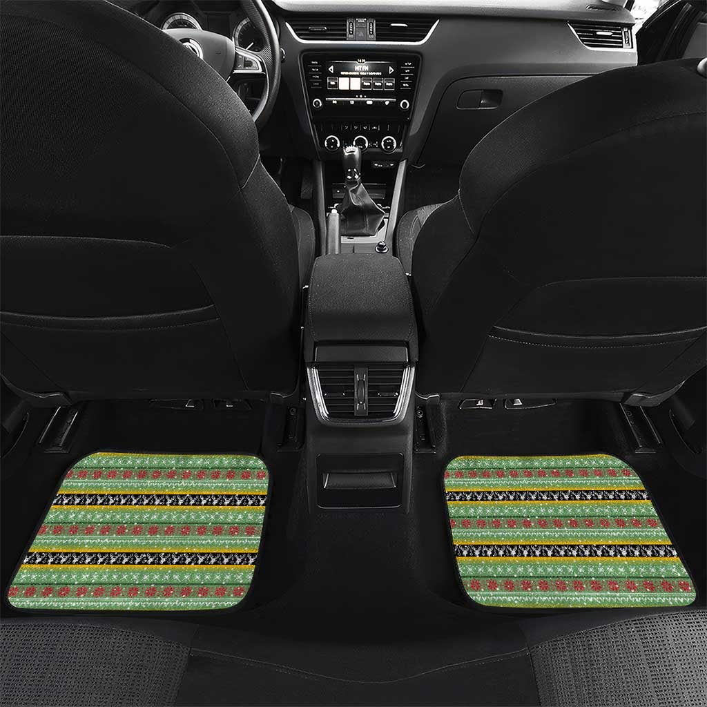Saint Kitts and Nevis Christmas Car Mats with Green Red Black Xmas Sailboat and Map - Wonder Print Shop