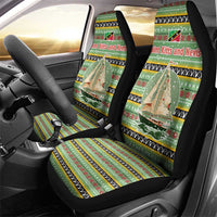 Saint Kitts and Nevis Christmas Car Seat Cover with Green Red Black Xmas Sailboat and Map - Wonder Print Shop