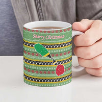 Saint Kitts and Nevis Christmas Ceramic Mug with Green Red Black Xmas Sailboat and Map - Wonder Print Shop