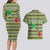 Saint Kitts and Nevis Christmas Couples Matching Long Sleeve Bodycon Dress and Hawaiian Shirt with Green Red Black Xmas Sailboat and Map - Wonder Print Shop