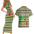 Saint Kitts and Nevis Christmas Couples Matching Short Sleeve Bodycon Dress and Hawaiian Shirt with Green Red Black Xmas Sailboat and Map - Wonder Print Shop