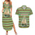 Saint Kitts and Nevis Christmas Couples Matching Summer Maxi Dress and Hawaiian Shirt with Green Red Black Xmas Sailboat and Map - Wonder Print Shop