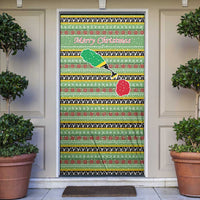 Saint Kitts and Nevis Christmas Door Cover with Green Red Black Xmas Sailboat and Map - Wonder Print Shop