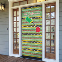 Saint Kitts and Nevis Christmas Door Cover with Green Red Black Xmas Sailboat and Map - Wonder Print Shop