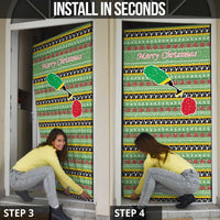 Saint Kitts and Nevis Christmas Door Cover with Green Red Black Xmas Sailboat and Map - Wonder Print Shop