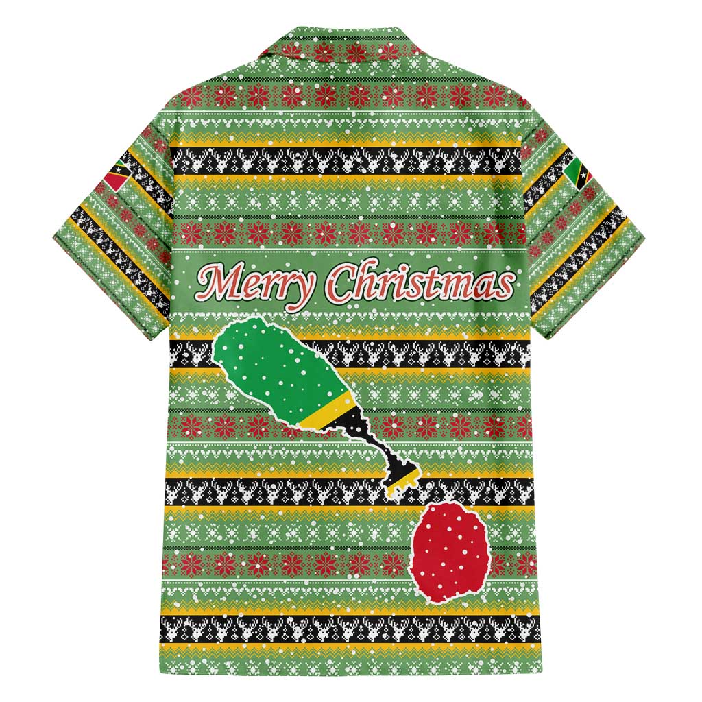 Saint Kitts and Nevis Christmas Family Matching Long Sleeve Bodycon Dress and Hawaiian Shirt with Green Red Black Xmas Sailboat and Map - Wonder Print Shop
