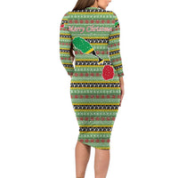 Saint Kitts and Nevis Christmas Family Matching Long Sleeve Bodycon Dress and Hawaiian Shirt with Green Red Black Xmas Sailboat and Map - Wonder Print Shop
