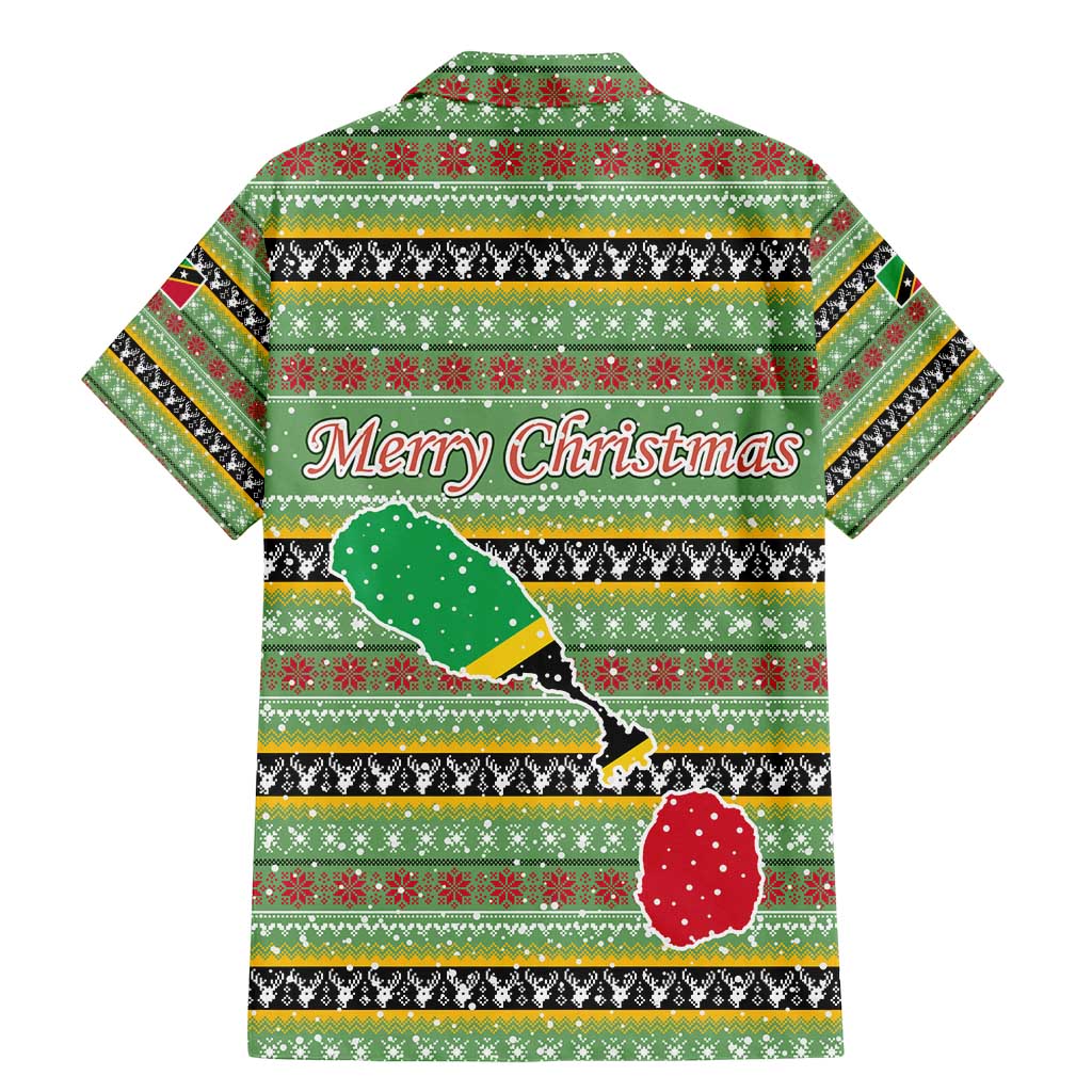 Saint Kitts and Nevis Christmas Family Matching Mermaid Dress and Hawaiian Shirt with Green Red Black Xmas Sailboat and Map - Wonder Print Shop