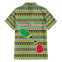 Saint Kitts and Nevis Christmas Family Matching Off Shoulder Short Dress and Hawaiian Shirt with Green Red Black Xmas Sailboat and Map - Wonder Print Shop