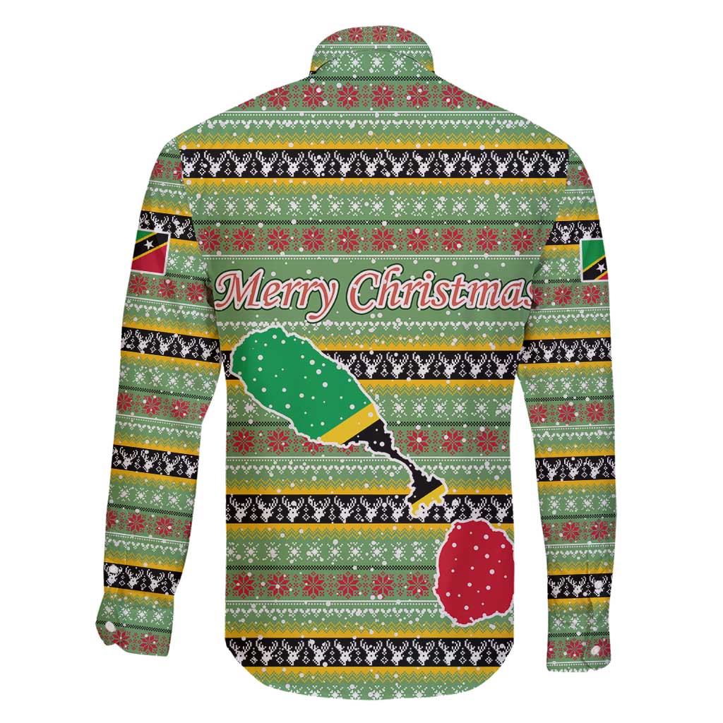 Saint Kitts and Nevis Christmas Family Matching Puletasi and Hawaiian Shirt with Green Red Black Xmas Sailboat and Map - Wonder Print Shop