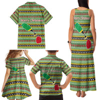Saint Kitts and Nevis Christmas Family Matching Tank Maxi Dress and Hawaiian Shirt with Green Red Black Xmas Sailboat and Map - Wonder Print Shop