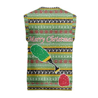 Saint Kitts and Nevis Christmas Knitted V-Neck Vest with Green Red Black Xmas Sailboat and Map - Wonder Print Shop