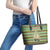 Saint Kitts and Nevis Christmas Leather Tote Bag with Green Red Black Xmas Sailboat and Map - Wonder Print Shop