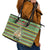 Saint Kitts and Nevis Christmas Leather Tote Bag with Green Red Black Xmas Sailboat and Map - Wonder Print Shop