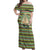 Saint Kitts and Nevis Christmas Off Shoulder Maxi Dress with Green Red Black Xmas Sailboat and Map - Wonder Print Shop