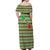 Saint Kitts and Nevis Christmas Off Shoulder Maxi Dress with Green Red Black Xmas Sailboat and Map - Wonder Print Shop