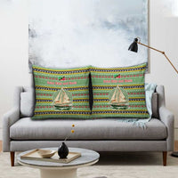 Saint Kitts and Nevis Christmas Pillow Cover with Green Red Black Xmas Sailboat and Map - Wonder Print Shop