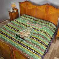 Saint Kitts and Nevis Christmas Quilt with Green Red Black Xmas Sailboat and Map - Wonder Print Shop