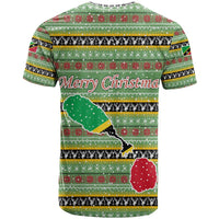 Saint Kitts and Nevis Christmas T Shirt with Green Red Black Xmas Sailboat and Map - Wonder Print Shop