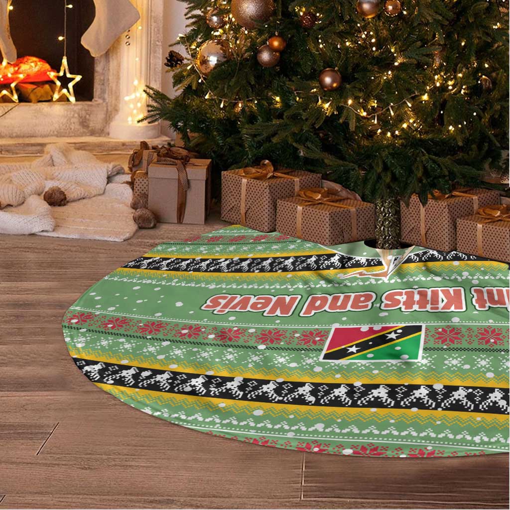 Saint Kitts and Nevis Christmas Tree Skirt with Green Red Black Xmas Sailboat and Map - Wonder Print Shop