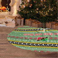 Saint Kitts and Nevis Christmas Tree Skirt with Green Red Black Xmas Sailboat and Map - Wonder Print Shop