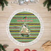 Saint Kitts and Nevis Christmas Tree Skirt with Green Red Black Xmas Sailboat and Map - Wonder Print Shop
