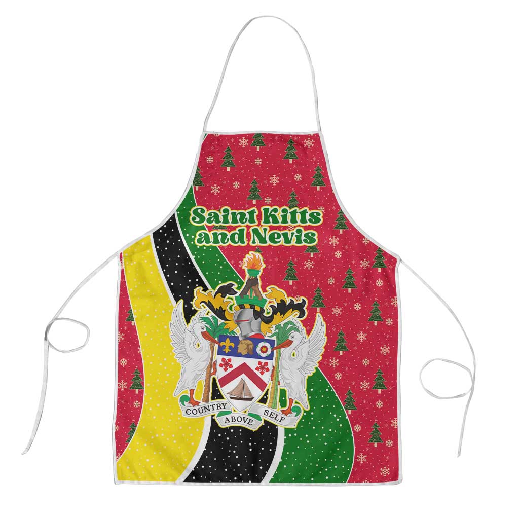 Saint Kitts and Nevis Christmas Apron with Red Green Black Xmas Monkey Gift and Coat of Arms - Wonder Print Shop