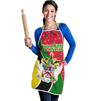 Saint Kitts and Nevis Christmas Apron with Red Green Black Xmas Monkey Gift and Coat of Arms - Wonder Print Shop
