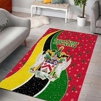 Saint Kitts and Nevis Christmas Area Rug with Red Green Black Xmas Monkey Gift and Coat of Arms - Wonder Print Shop