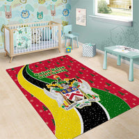 Saint Kitts and Nevis Christmas Area Rug with Red Green Black Xmas Monkey Gift and Coat of Arms - Wonder Print Shop