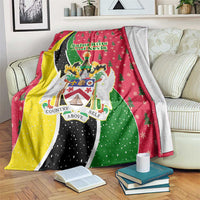 Saint Kitts and Nevis Christmas Blanket with Red Green Black Xmas Monkey Gift and Coat of Arms - Wonder Print Shop