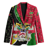 Saint Kitts and Nevis Christmas Blazer with Red Green Black Xmas Monkey Gift and Coat of Arms - Wonder Print Shop