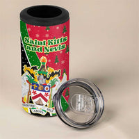 Saint Kitts and Nevis Christmas 4 in 1 Can Cooler Tumbler with Red Green Black Xmas Monkey Gift and Coat of Arms - Wonder Print Shop