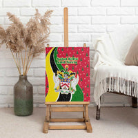 Saint Kitts and Nevis Christmas Canvas Wall Art with Red Green Black Xmas Monkey Gift and Coat of Arms - Wonder Print Shop