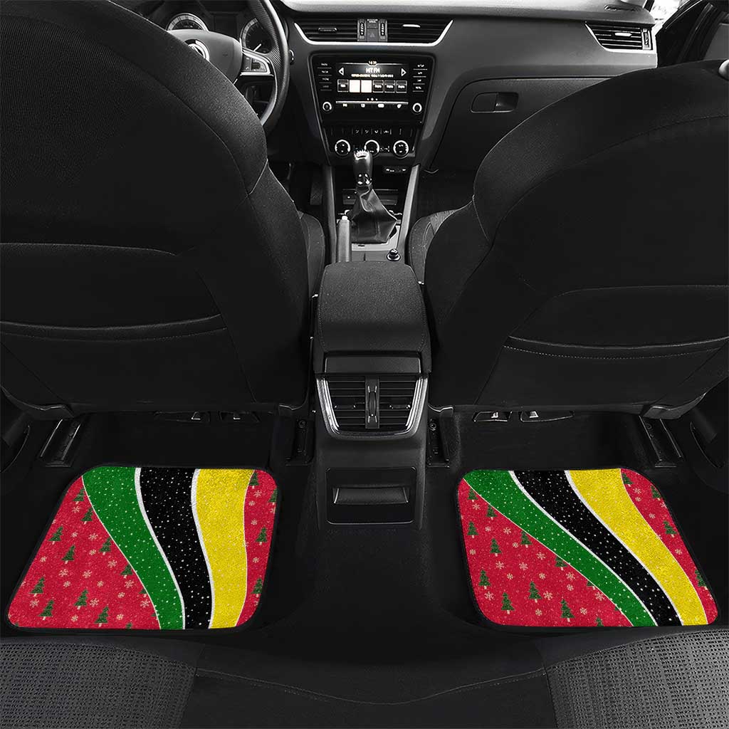Saint Kitts and Nevis Christmas Car Mats with Red Green Black Xmas Monkey Gift and Coat of Arms - Wonder Print Shop