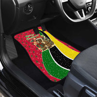 Saint Kitts and Nevis Christmas Car Mats with Red Green Black Xmas Monkey Gift and Coat of Arms - Wonder Print Shop