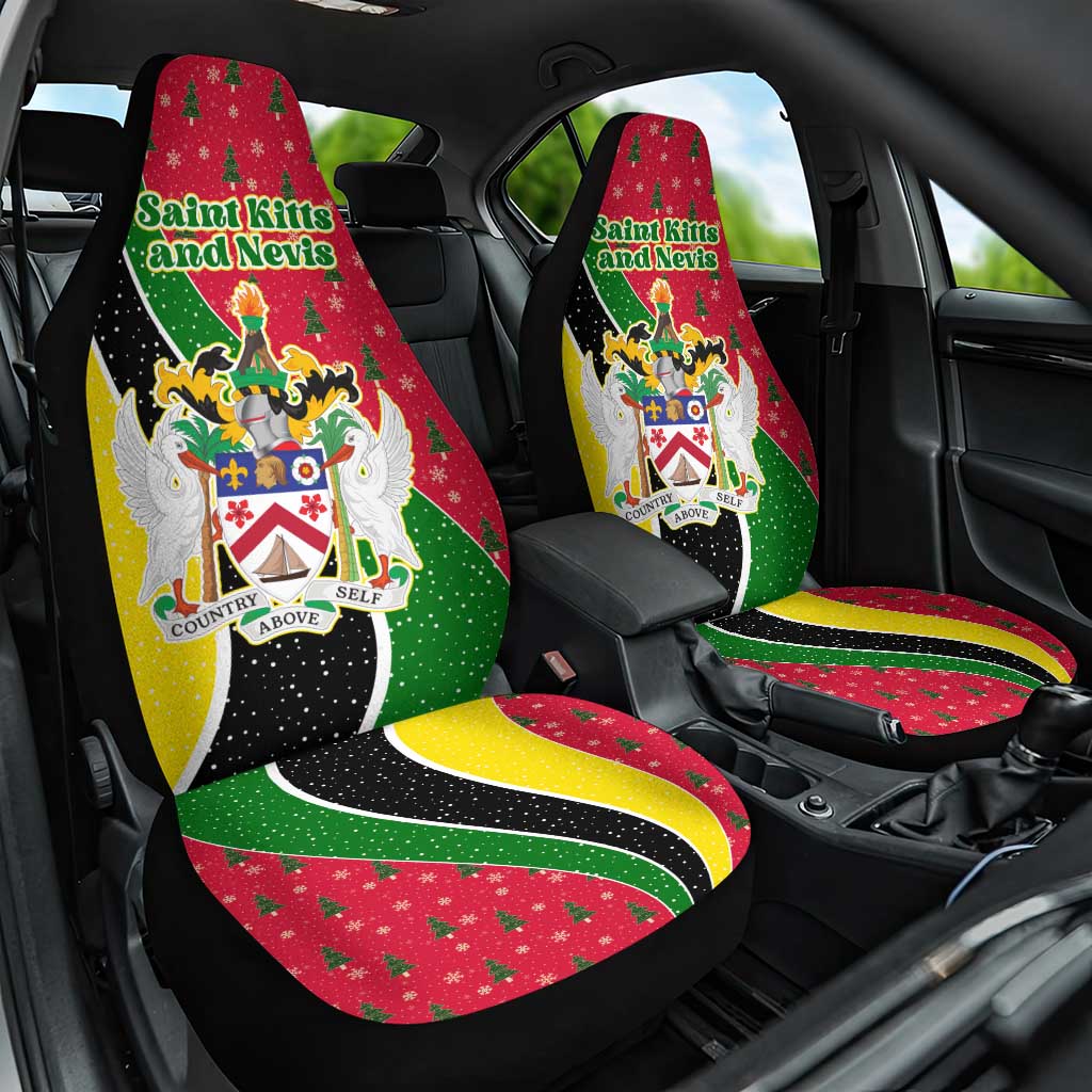 Saint Kitts and Nevis Christmas Car Seat Cover with Red Green Black Xmas Monkey Gift and Coat of Arms - Wonder Print Shop