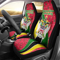 Saint Kitts and Nevis Christmas Car Seat Cover with Red Green Black Xmas Monkey Gift and Coat of Arms - Wonder Print Shop