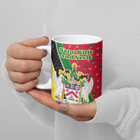 Saint Kitts and Nevis Christmas Ceramic Mug with Red Green Black Xmas Monkey Gift and Coat of Arms - Wonder Print Shop