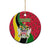 Saint Kitts and Nevis Christmas Ceramic Ornament with Red Green Black Xmas Monkey Gift and Coat of Arms - Wonder Print Shop