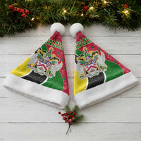 Saint Kitts and Nevis Christmas Santa Hat with Red Green Black Xmas Monkey Gift and Coat of Arms - Wonder Print Shop