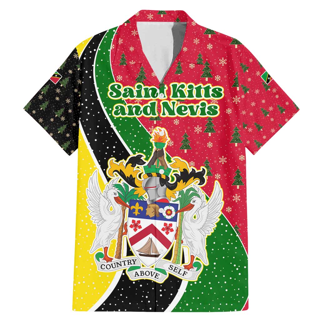Saint Kitts and Nevis Christmas Family Matching Mermaid Dress and Hawaiian Shirt with Red Green Black Xmas Monkey Gift and Coat of Arms - Wonder Print Shop