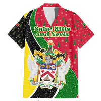 Saint Kitts and Nevis Christmas Family Matching Mermaid Dress and Hawaiian Shirt with Red Green Black Xmas Monkey Gift and Coat of Arms - Wonder Print Shop
