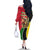 Saint Kitts and Nevis Christmas Family Matching Off The Shoulder Long Sleeve Dress and Hawaiian Shirt with Red Green Black Xmas Monkey Gift and Coat of Arms - Wonder Print Shop