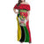 Saint Kitts and Nevis Christmas Family Matching Off Shoulder Maxi Dress and Hawaiian Shirt with Red Green Black Xmas Monkey Gift and Coat of Arms - Wonder Print Shop